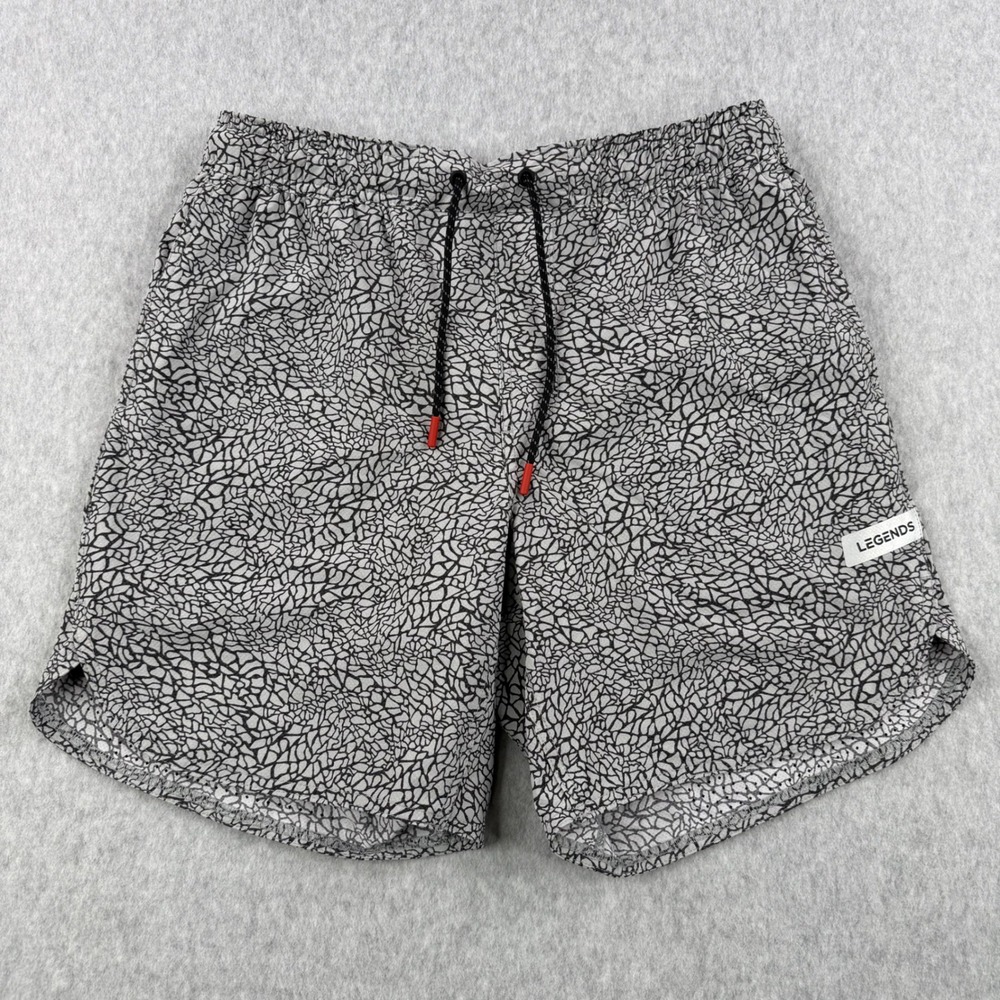 Legends Luka Shorts Mens Medium Gray Elephant Print Lined Athletic Gym Running